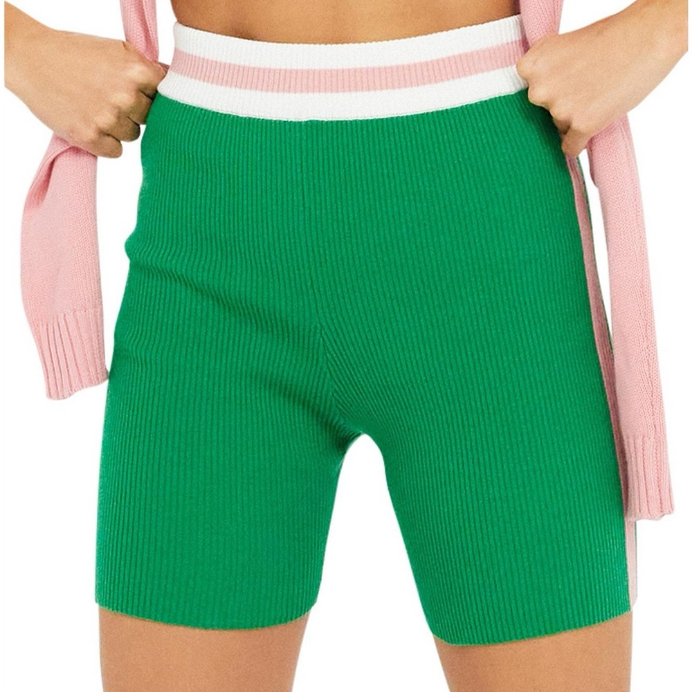 NWT The Upside Tropez Lucia Knit Green Ribbed Bike Shorts size Large